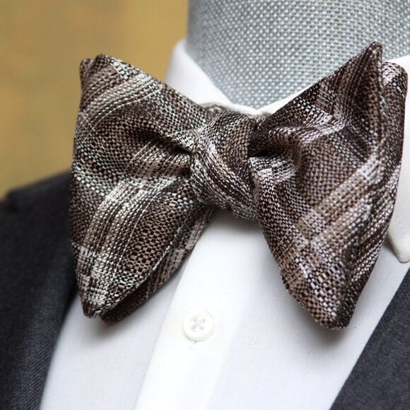 New Men's Self-tied Bow Tie 100%Silk Big Butterfly Grey Plaid S650 - Picture 7 of 13